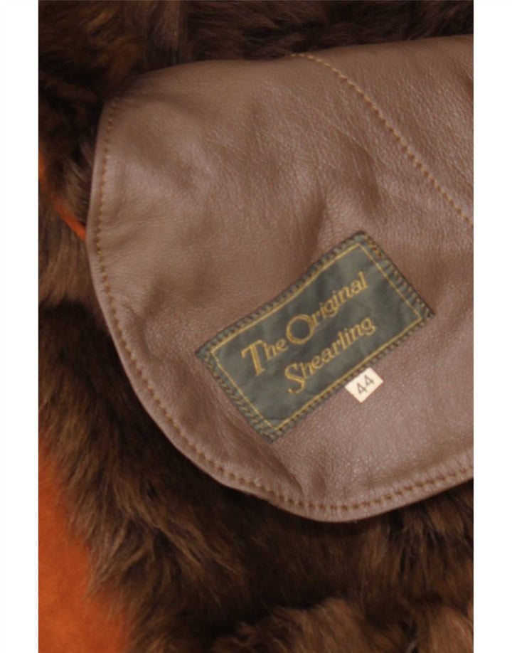 Vintage mujer suelta ajuste shearling abrigo IT 44 Marrón medio