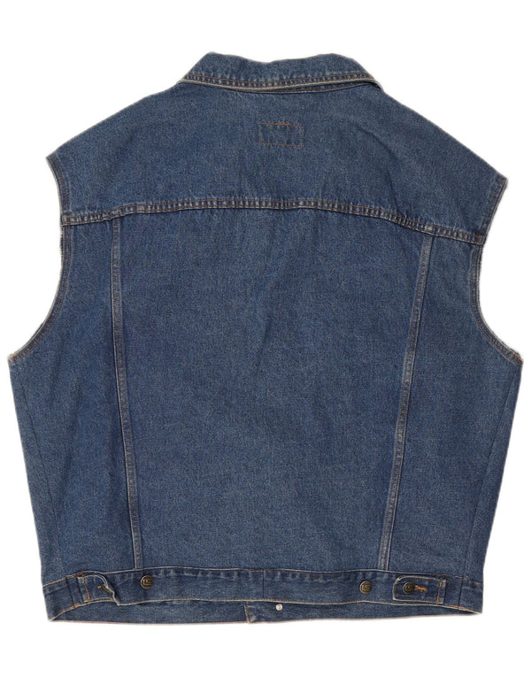 Vintage Mens Denim Gilet UK 46 3XL kék