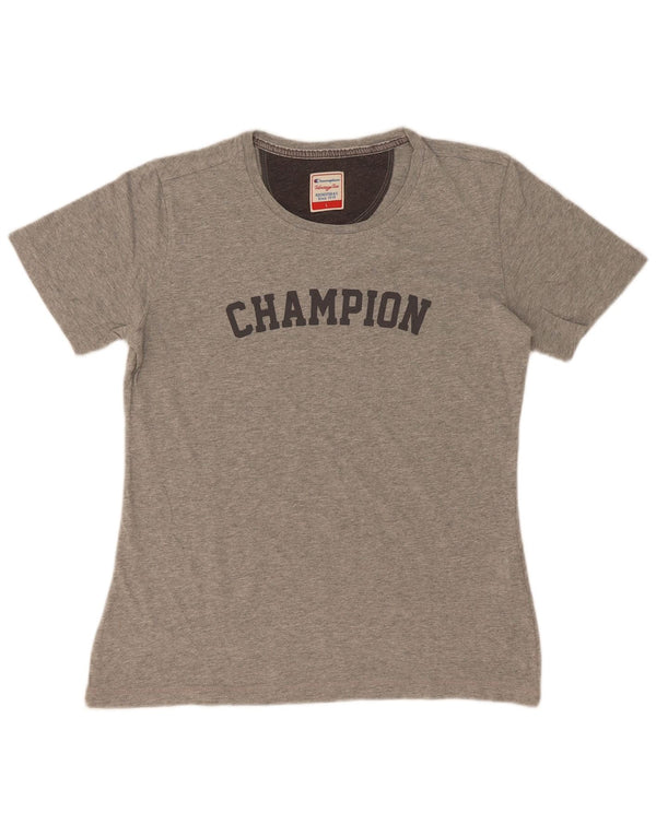Champion Womens Heritage Fit Grafisk T-Shirt Top UK 14 Stor Grå Flecked