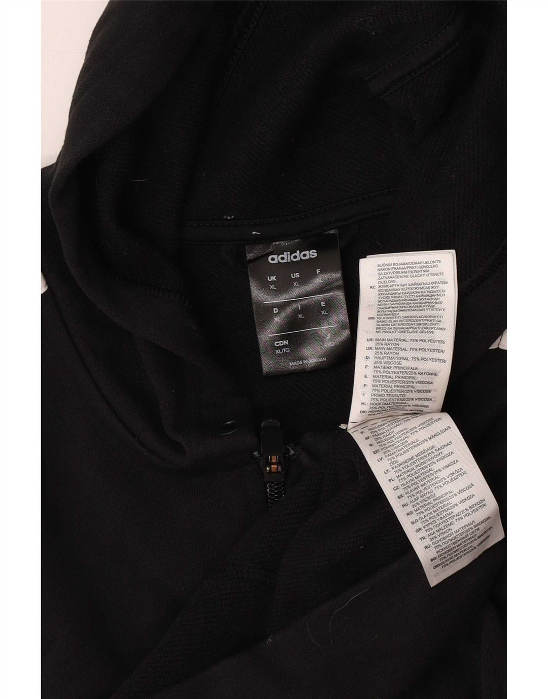 Adidas Mens Zip Hoodie Sweater XL Preto Poliéster