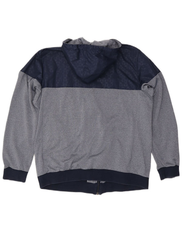 Adidas Mens Hooded Tracksuit Top Jacket Large Navy Blue Colourblock