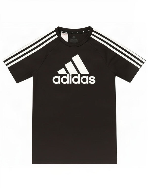 Adidas Boys Aeroready Graphic T-Shirt Top 13-14 Years Black Polyester
