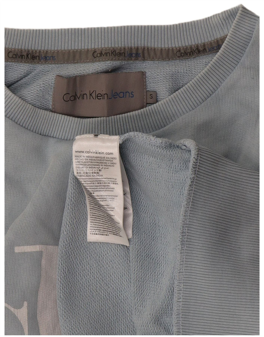 Calvin Klein Jeans Mens Graphic Sweatshirt Jumper Small Blue Cotton