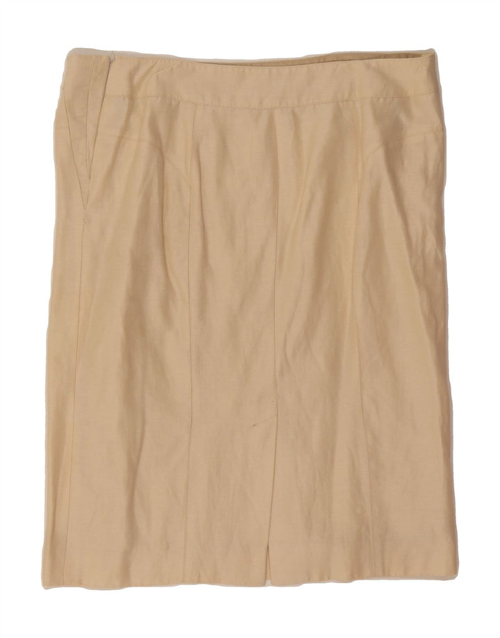 JAEGER Womens Straight Skirt UK 14 Large W38  Beige Wool Vintage Jaeger and Second-Hand Jaeger from Messina Hembry 