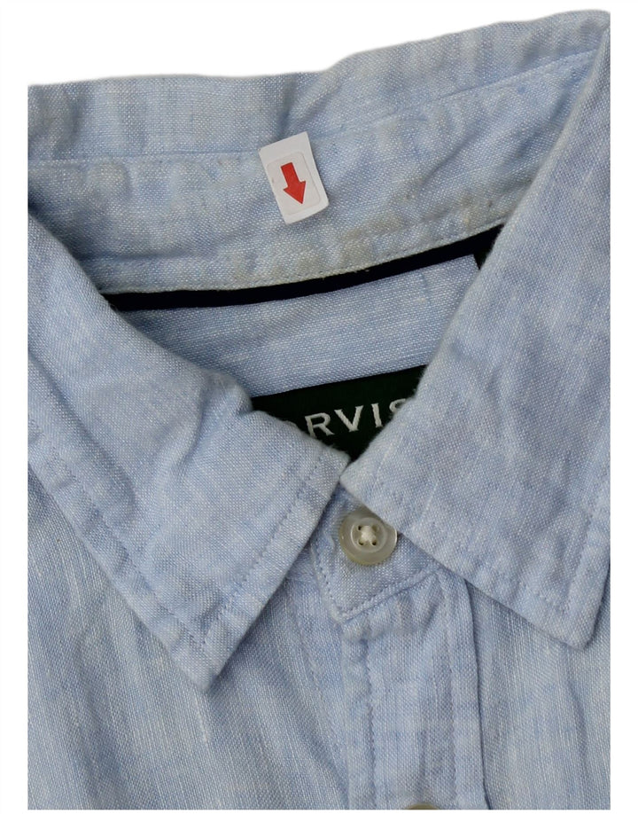 Orvis Mens Short Sleeve Shirt Large Blue Linen