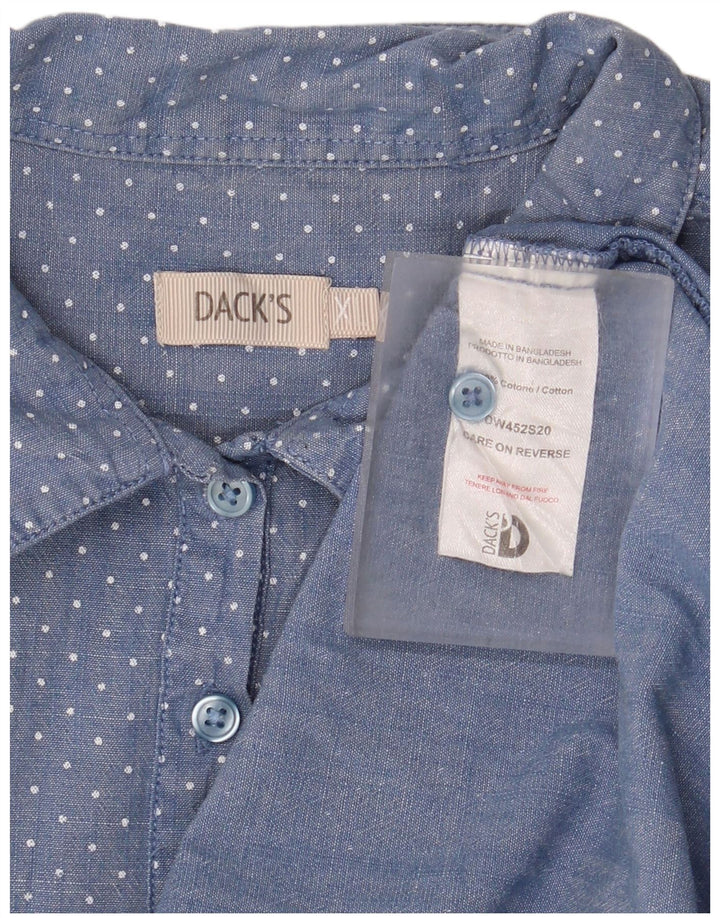 Dack's Womens Short Sleeve Pullover Shirt UK 18 XL Blue Spotted Cotton
