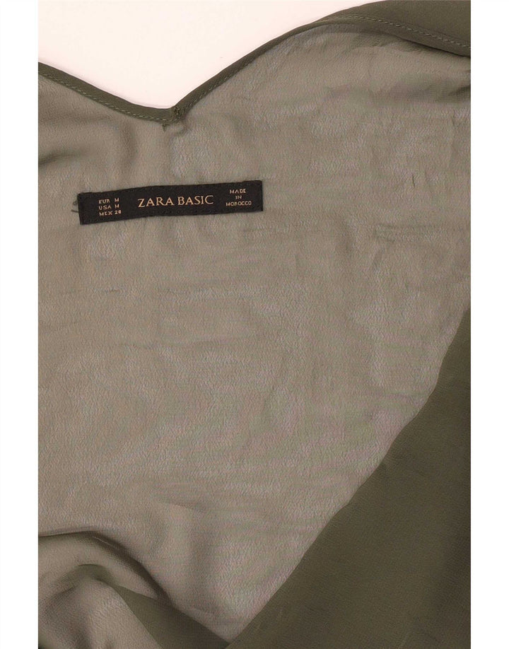 Top Crop See Through Zara pentru femei UK 12 Medium Khaki