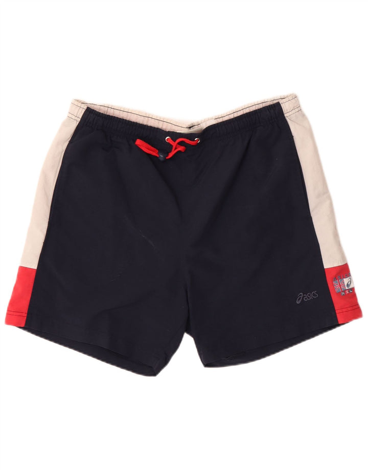 Asics Mens Graphic Swimming Shorts Large  Navy Blue Colourblock Polyamide