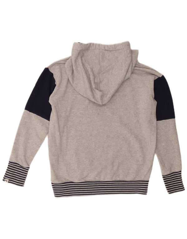 Puma Womens Graphic Hoodie Pullover UK 12 Mittelgraue Colourblock-Baumwolle