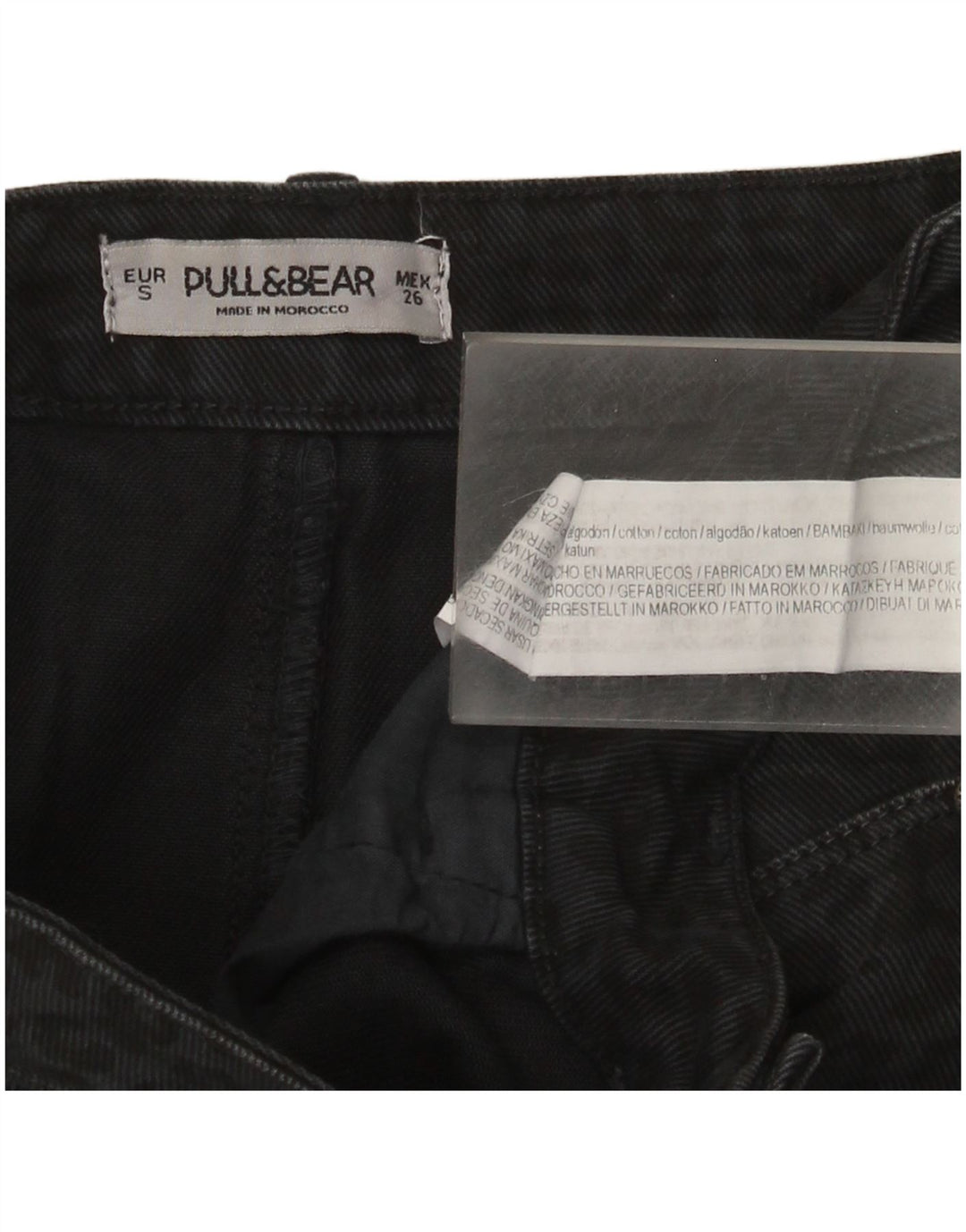 Gonna di jeans da donna Pull & Bear piccola W26 cotone nero con stampa animalier