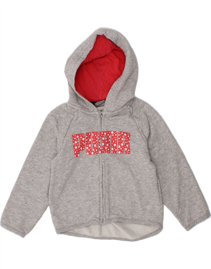 PUMA Girls Graphic Zip Hoodie Sweater 2-3 Years Grey Cotton Vintage Puma and Second-Hand Puma from Messina Hembry 