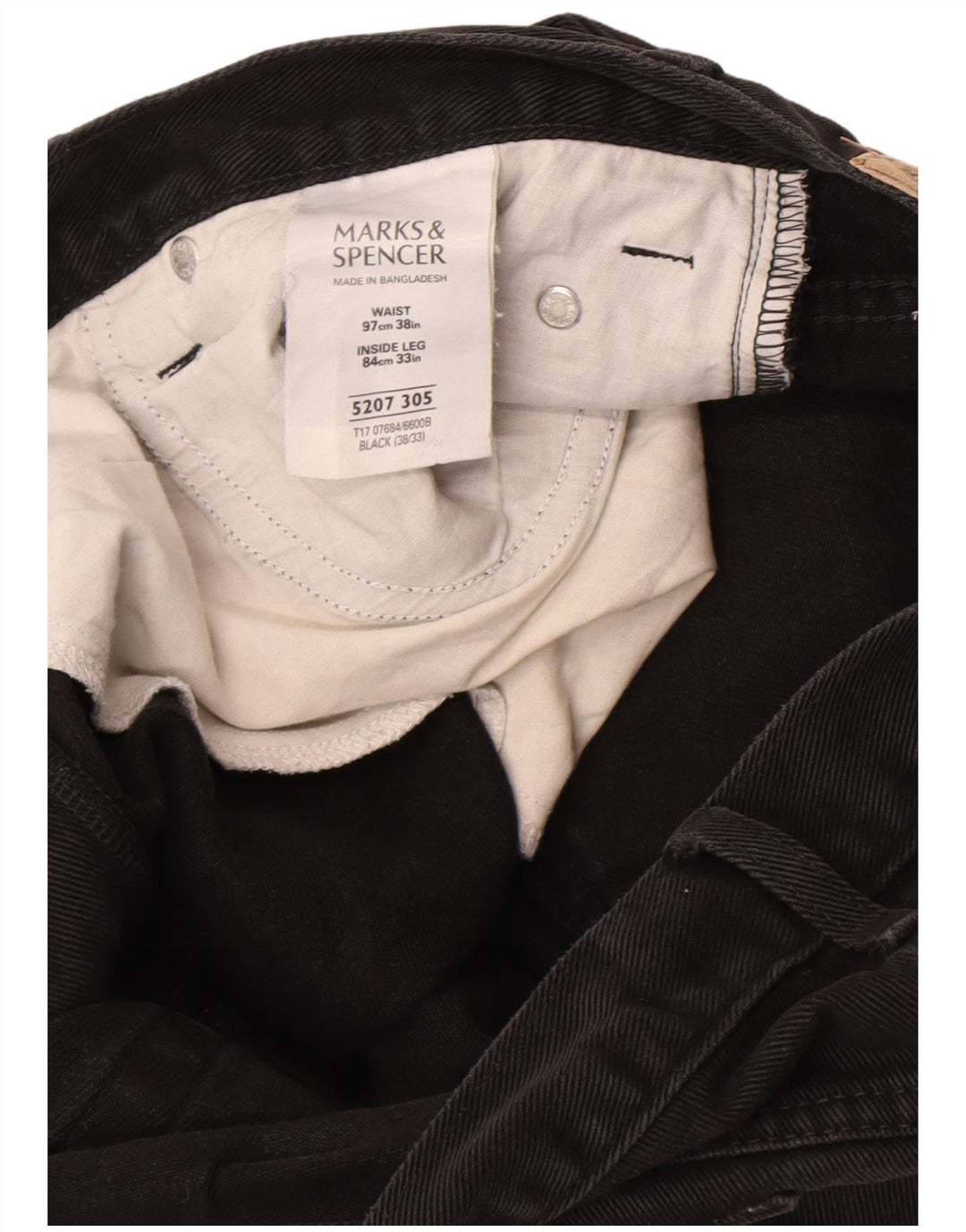 Marks & Spencer Straight Jeans til mænd W38 L33 Sort bomuld
