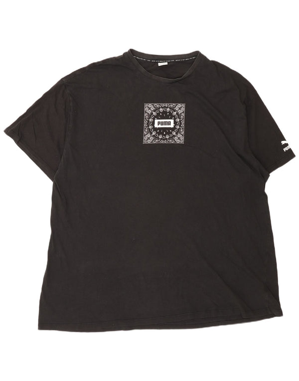 Puma Mens Loose Fit Graphic T-Shirt Top Large Black Cotton