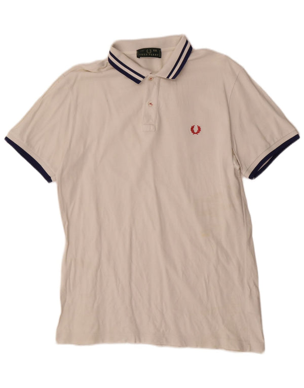 Fred Perry Mens Polo Shirt 2XL White Striped Cotton