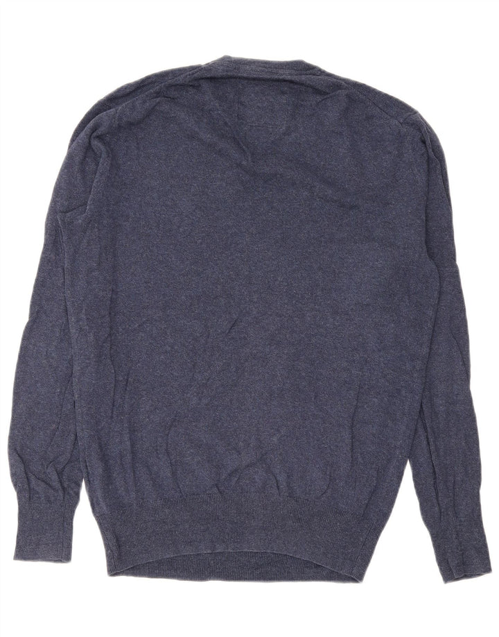 Superdry Mens V-Neck Jumper Sweater Medium Navy Blue Cotton