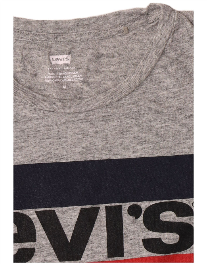 Levi's Womens Graphic T-Shirt Top UK 14 Medium Grey Flecked