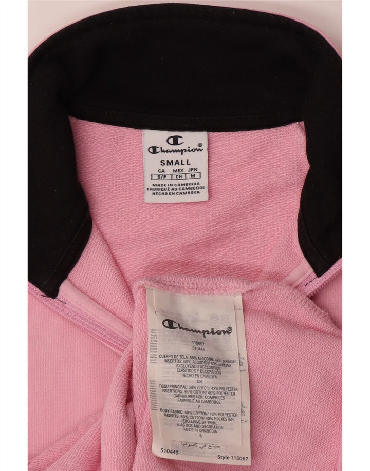 Champion Womens Tracksuit Top Jacket UK 10 Small Pink Cotton