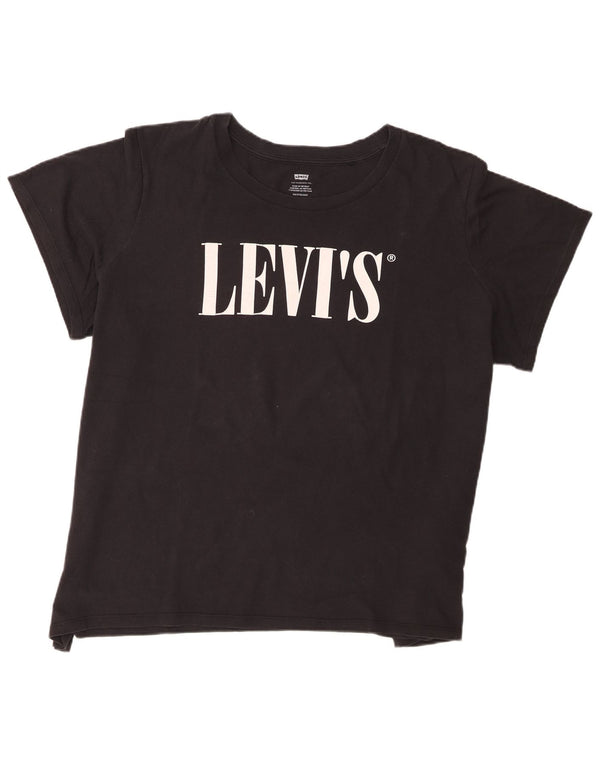 Levi's Dame Grafisk T-Shirt Top UK 22 3XL Sort Bomuld