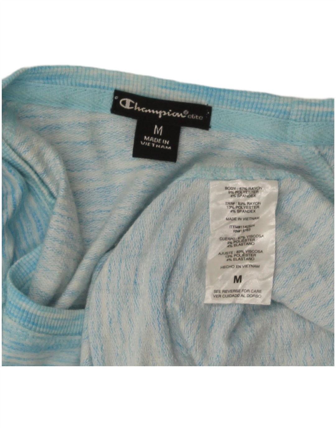 Champion Womens Top Long Sleeve UK 14 Medium Blue Flecked Rayon