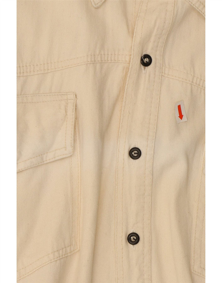 JEP'S Mens Short Sleeve Denim Shirt XL Beige Cotton Vintage Jep's and Second-Hand Jep's from Messina Hembry 
