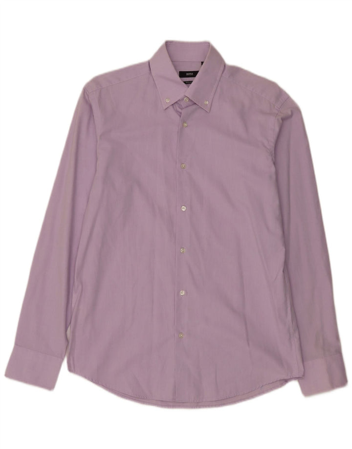 Hugo Boss Mens Regular Fit Shirt Size 4015 3/4  Medium Purple Cotton
