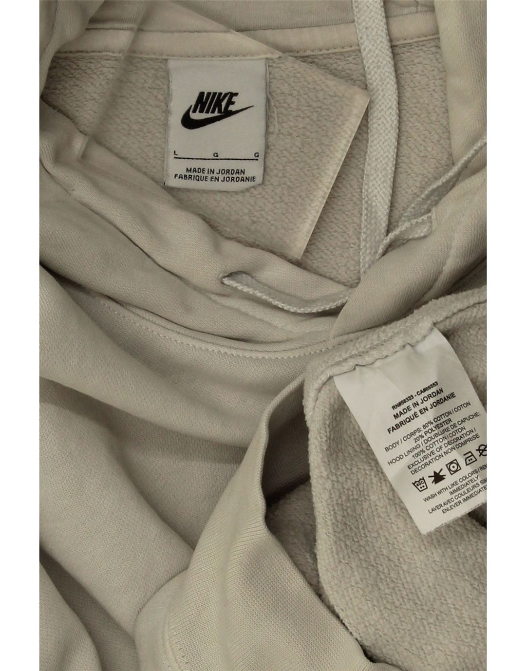 Nike Mens Hoodie Jumper Large Off White Cotton