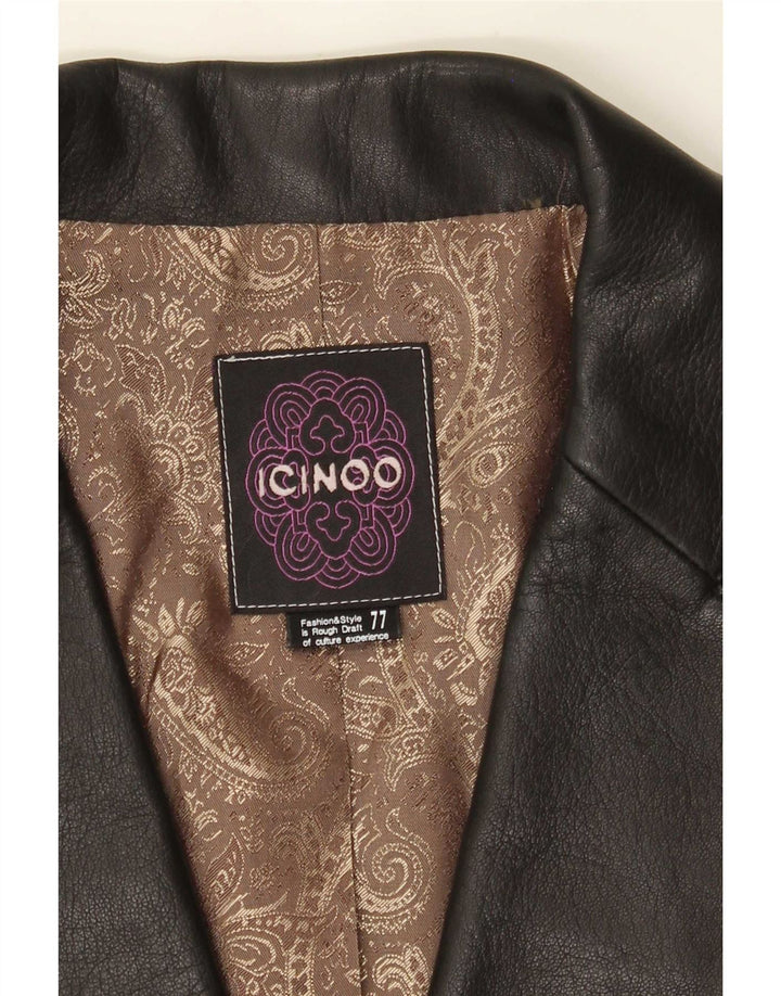 Giacca blazer in pelle da donna a 1 bottone Icinoo UK 10 piccola nera