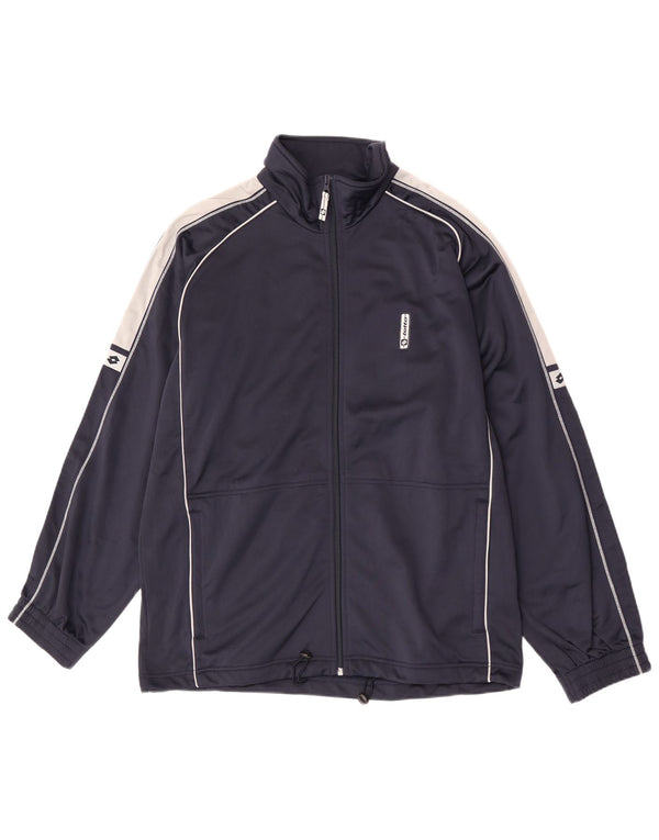Lotto Mens Tracksuit Top Jacket Large Navy Blue Colourblock Polyester