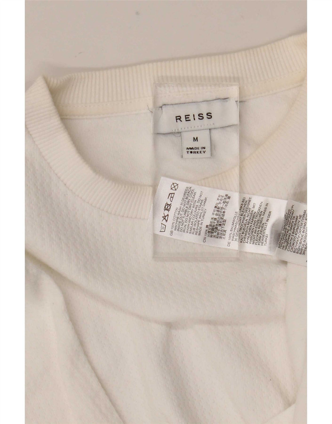 Reiss Herre T-Shirt Top Medium Hvid Bomuld