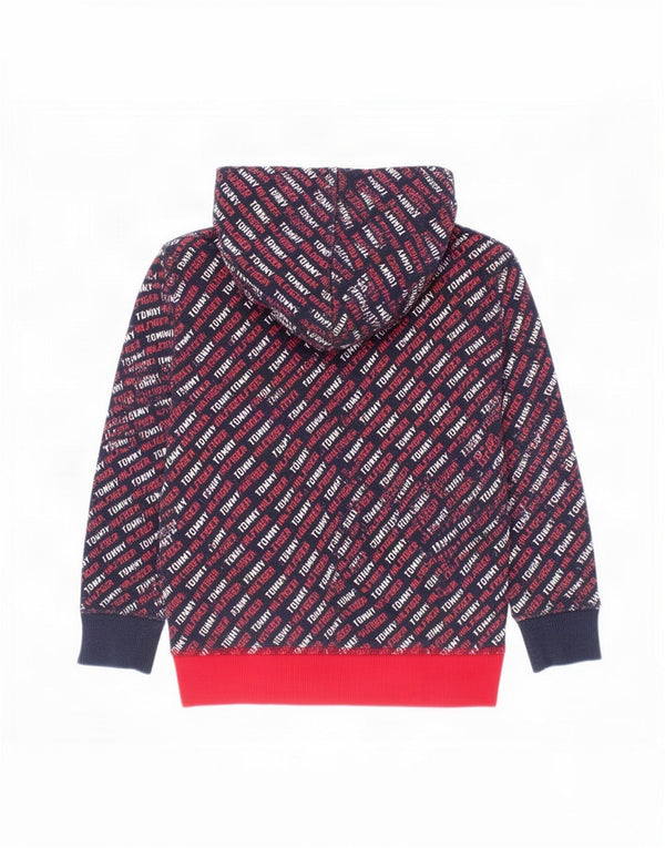 Tommy Hilfiger Boys Graphic Hoodie Jumper 2-3 Years Red Colourblock Cotton