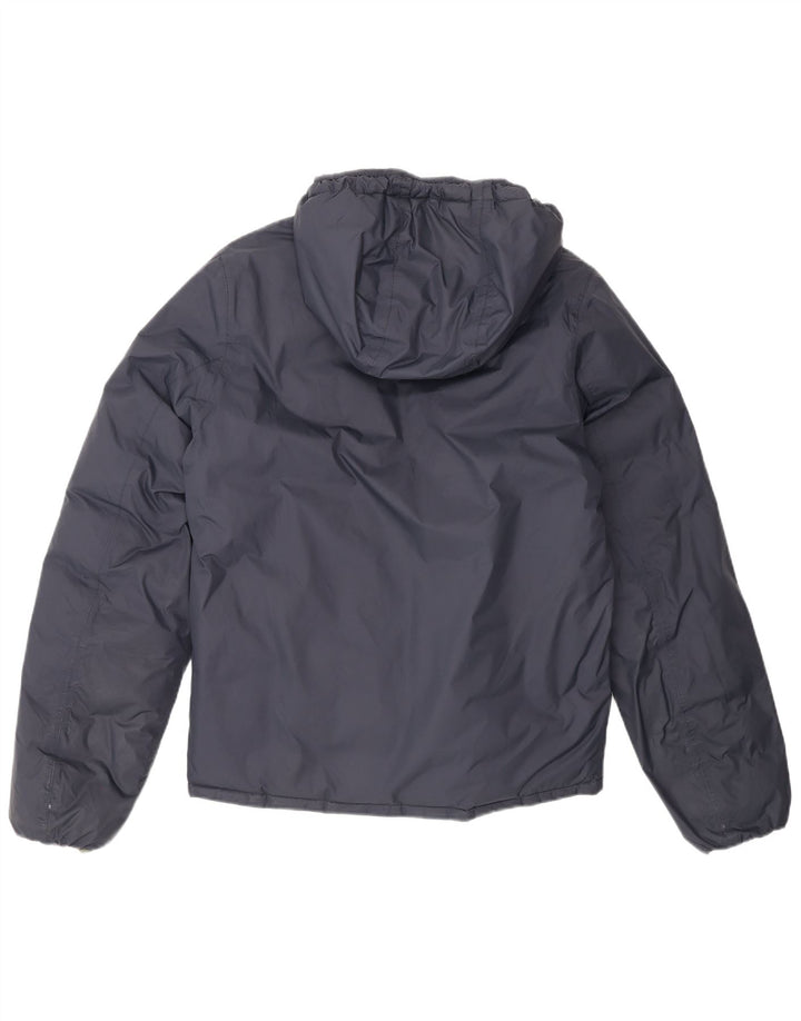 K-Way Womens Hooded Reversible Wattierte Jacke UK 14 Medium Marineblau