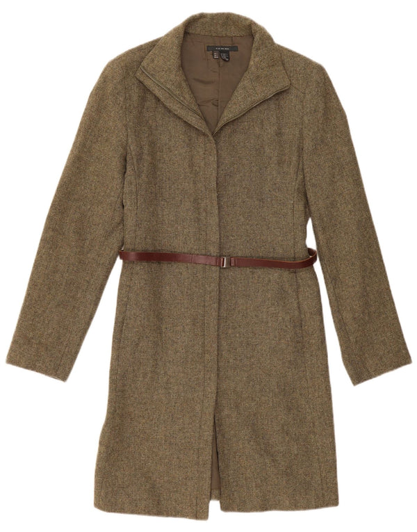 Zara Womens Long Sleeve Jumper Dress UK 14 Large Brown Wool