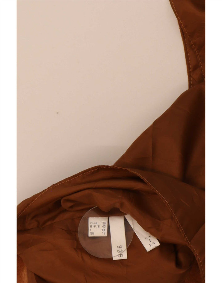 Gilet vintage da donna in pelle scamosciata UK 12 in pelle beige medio