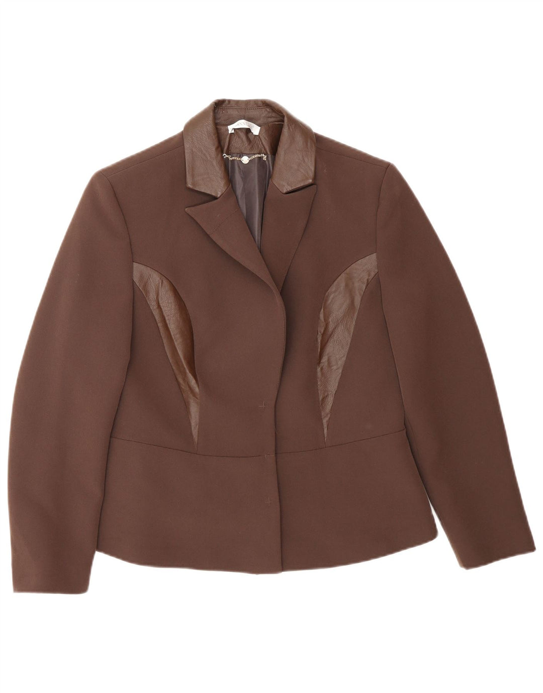 Vintage Womens Blazer Jacket IT 46 Large Brown Colourblock Polyester