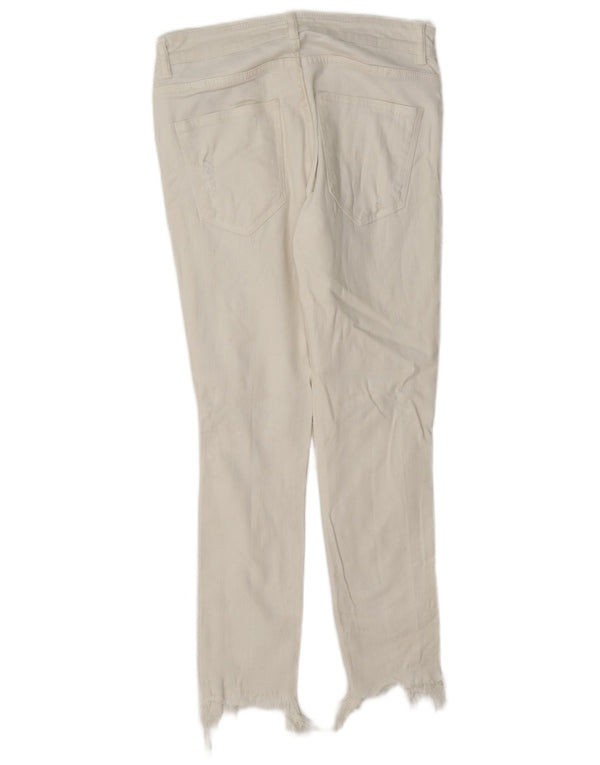 Zara Mens Distressed Slim Jeans EU 38 Pequeno W30 L27 Algodão Branco