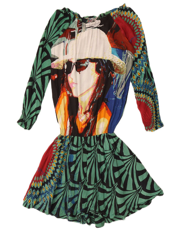 Desigual Womens Graphic Drop Waist Dress EU 38 Mittelmehrfarbiges Blumenmuster