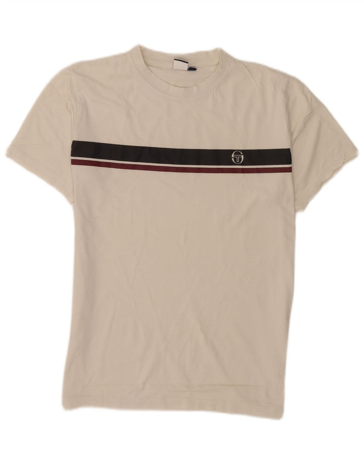 Sergio Tacchini Herre T-shirt Top Medium White Colourblock Bomuld