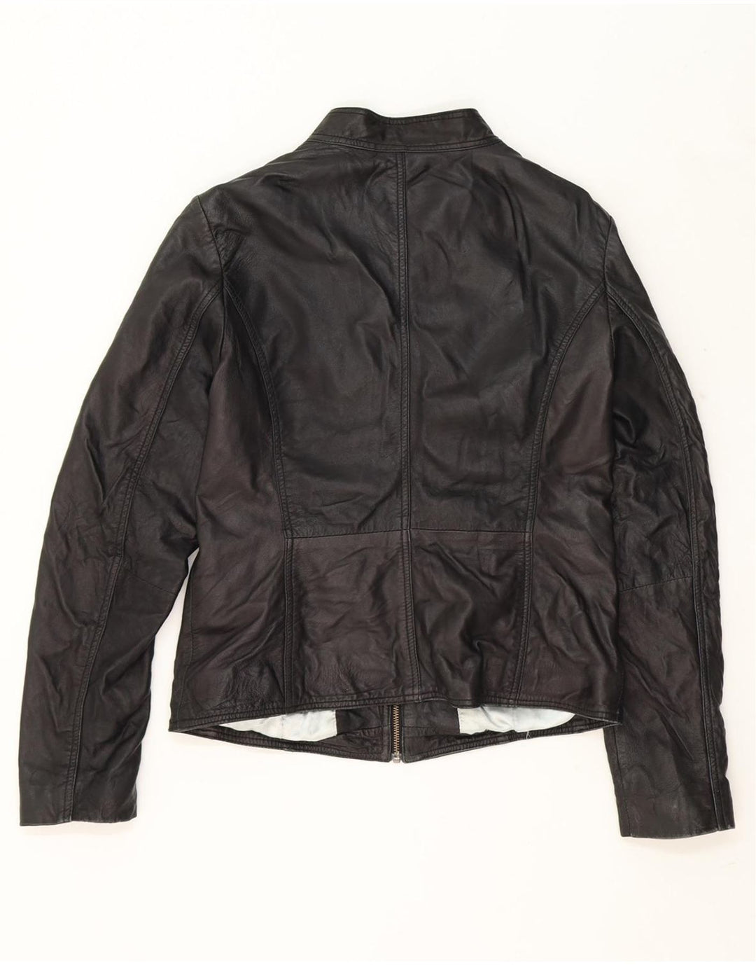 PRATO Womens Crop Leather Jacket EU 40 Medium Black Leather Vintage Prato and Second-Hand Prato from Messina Hembry 