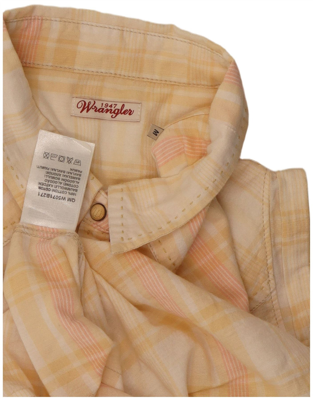 Wrangler Damen ärmelloses Hemd UK 12 Mittelgelb kariert