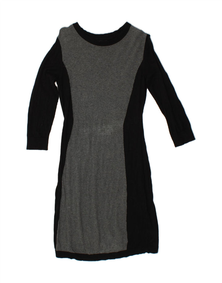 MOSSIMO Womens Long Sleeve Jumper Dress UK 12 Medium Grey Colourblock Vintage Mossimo and Second-Hand Mossimo from Messina Hembry 