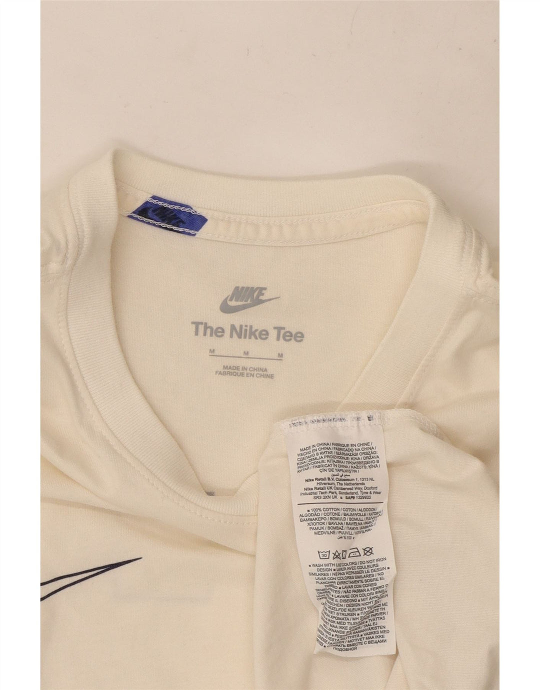 Nike Herre grafisk T-shirt Top Medium Hvid Bomuld