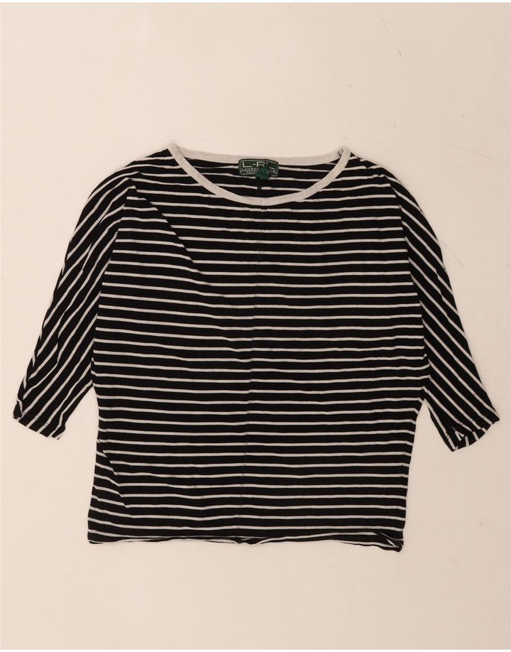 Ralph Lauren Womens Oversized Top 3/4 Sleeve UK 10 Small Black Striped