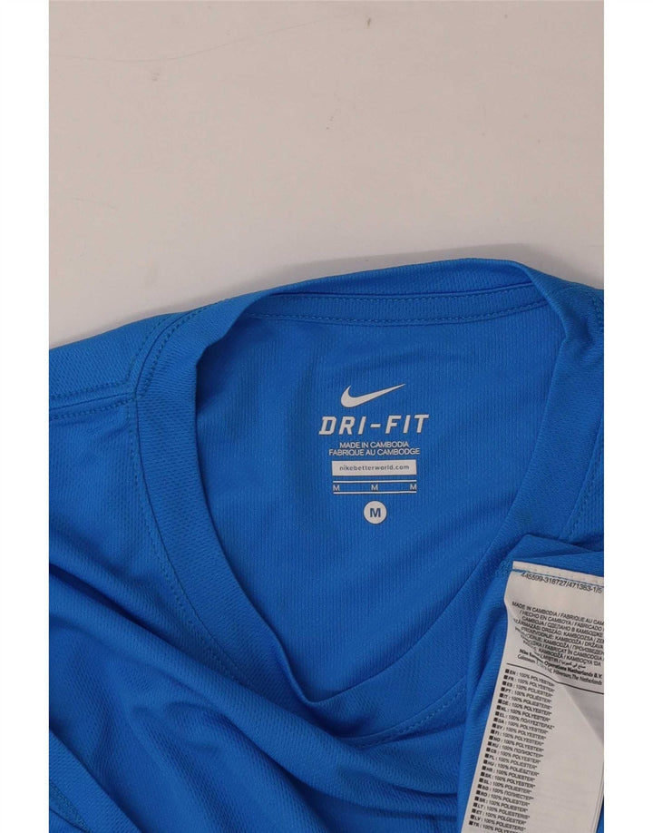 Nike Herre Dri Fit grafisk T-shirt top mellemblå polyester