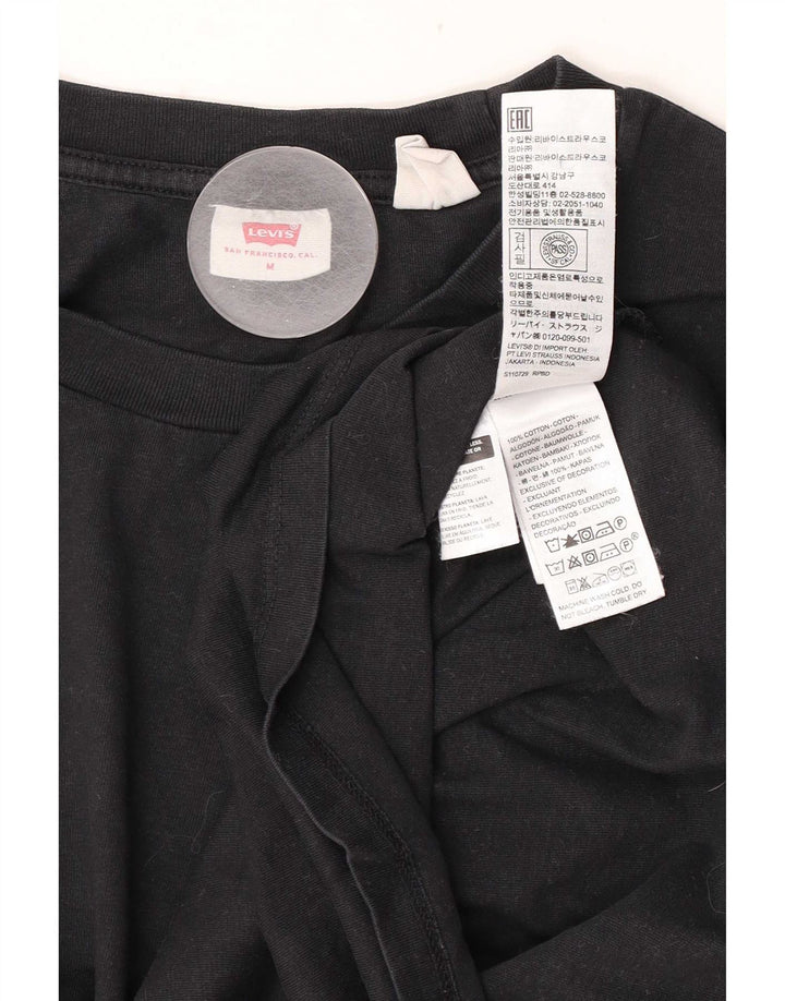 Levi's Dame T-Shirt Top UK 14 Medium Sort Bomuld