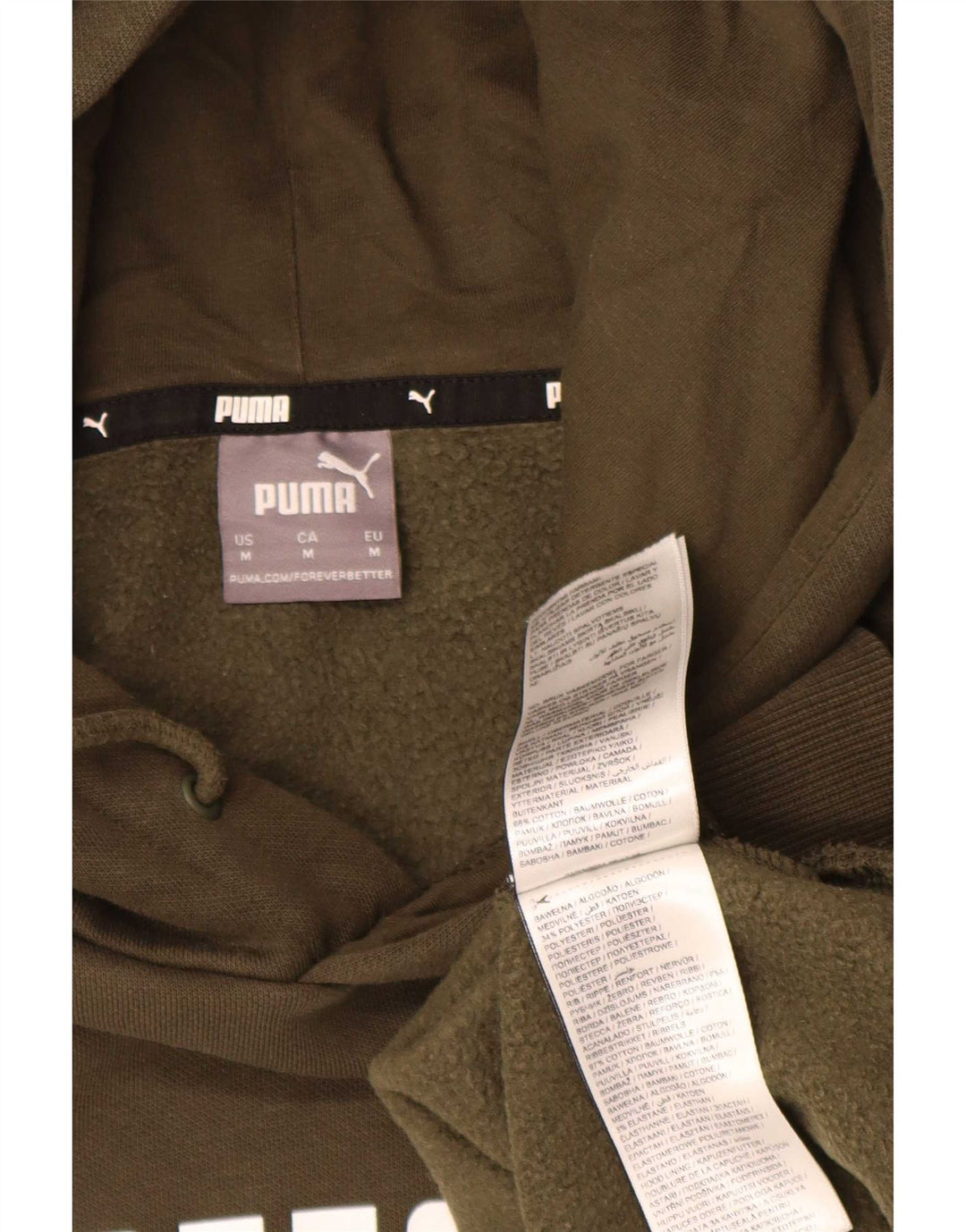 Puma Mens Graphic Hoodie Jumper Medium Khaki Cotton