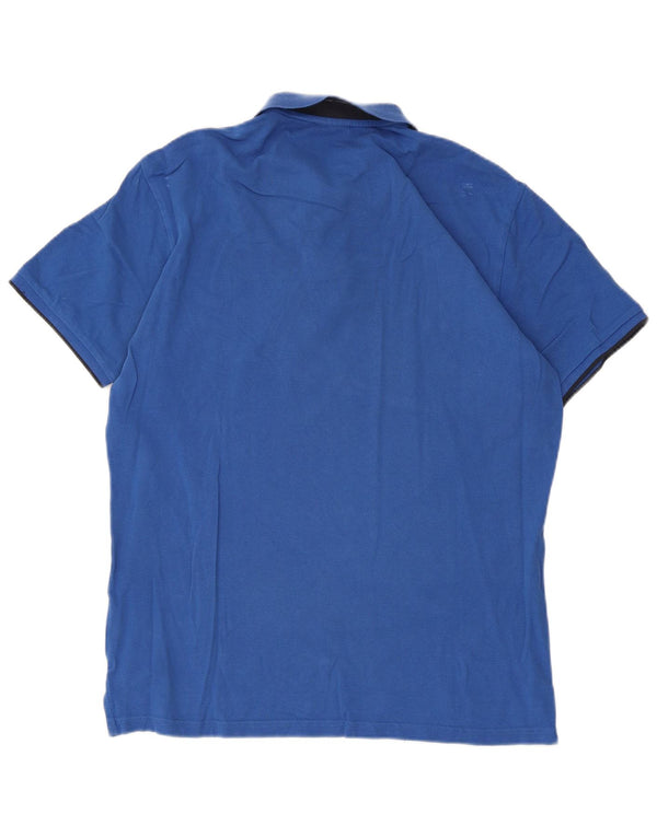 Conte of Florence Mens Polo Shirt Large Blue Cotton
