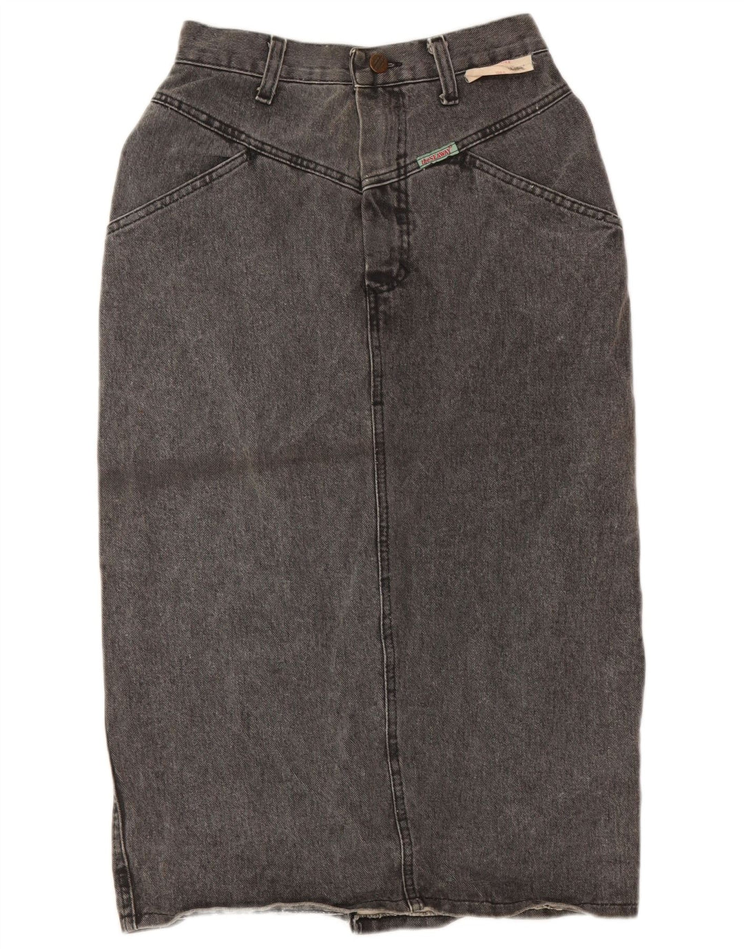 VINTAGE Damen Jeansrock W26 Kleine graue Baumwolle
