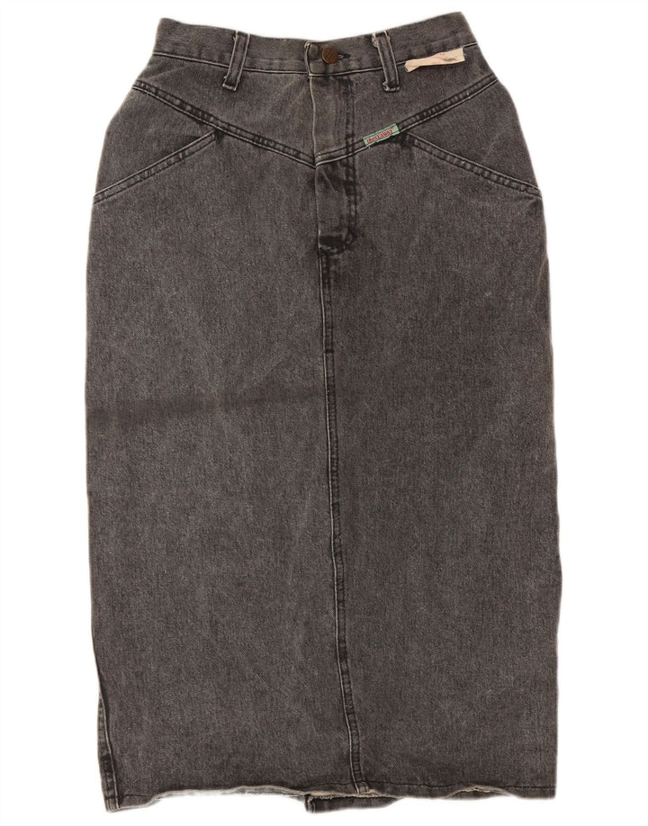 VINTAGE Damen Jeansrock W26 Kleine graue Baumwolle