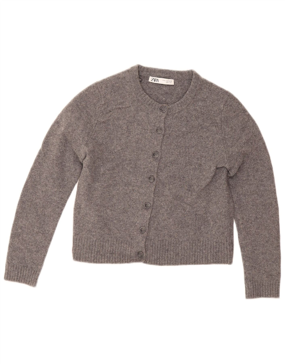 Zara Womens Crop Cardigan Sweater UK 12 Medium Grey Wool