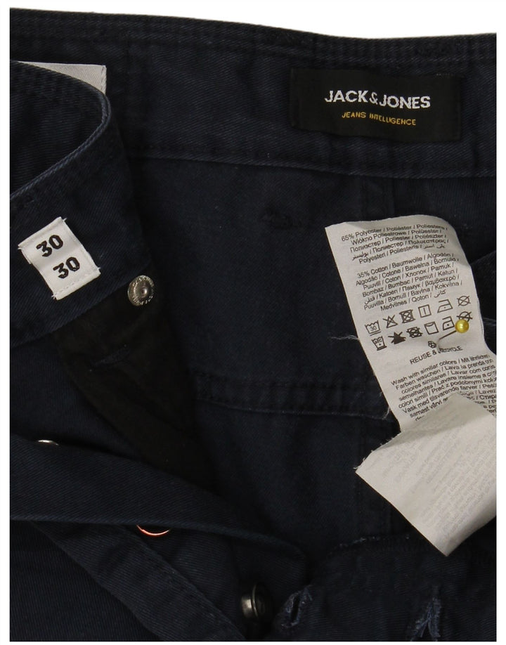 Jack & Jones Mens Straight Casual Trousers W30 L30 Navy Blue Polyester